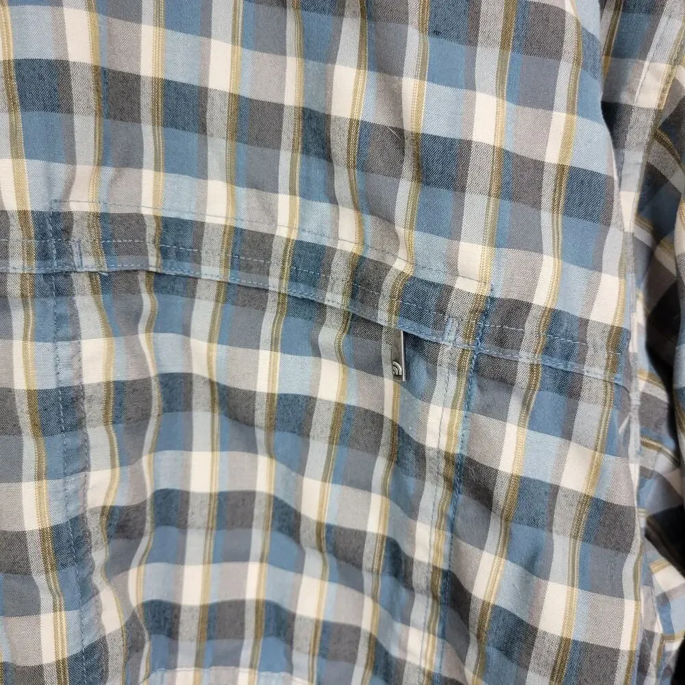 The North Face Camp‎ Shirt Mens Large Brown Tan Plaid Short Sleeve Button Up